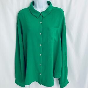 Faith and Joy Green Button Blouse Size Large